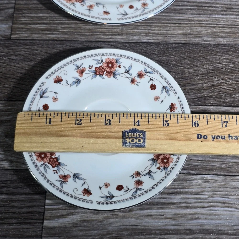 Sheffield Anniversary‎ Fine China Saucer Floral Pattern Silver Rim Made in Japan